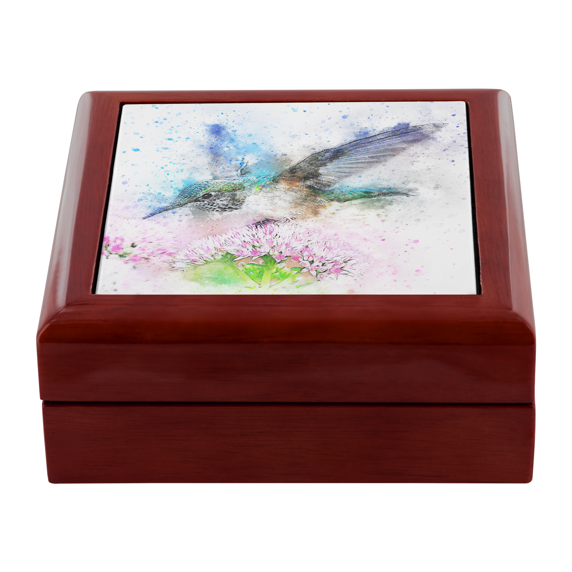 Hummingbird Simulated Watercolor Jewelry Box - Schoppix Gifts