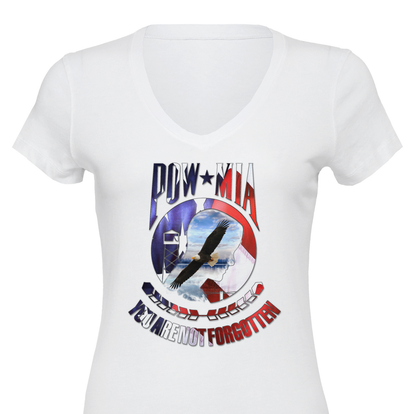 Premium Womens POW MIA V-Neck T-shirt - Schoppix Gifts