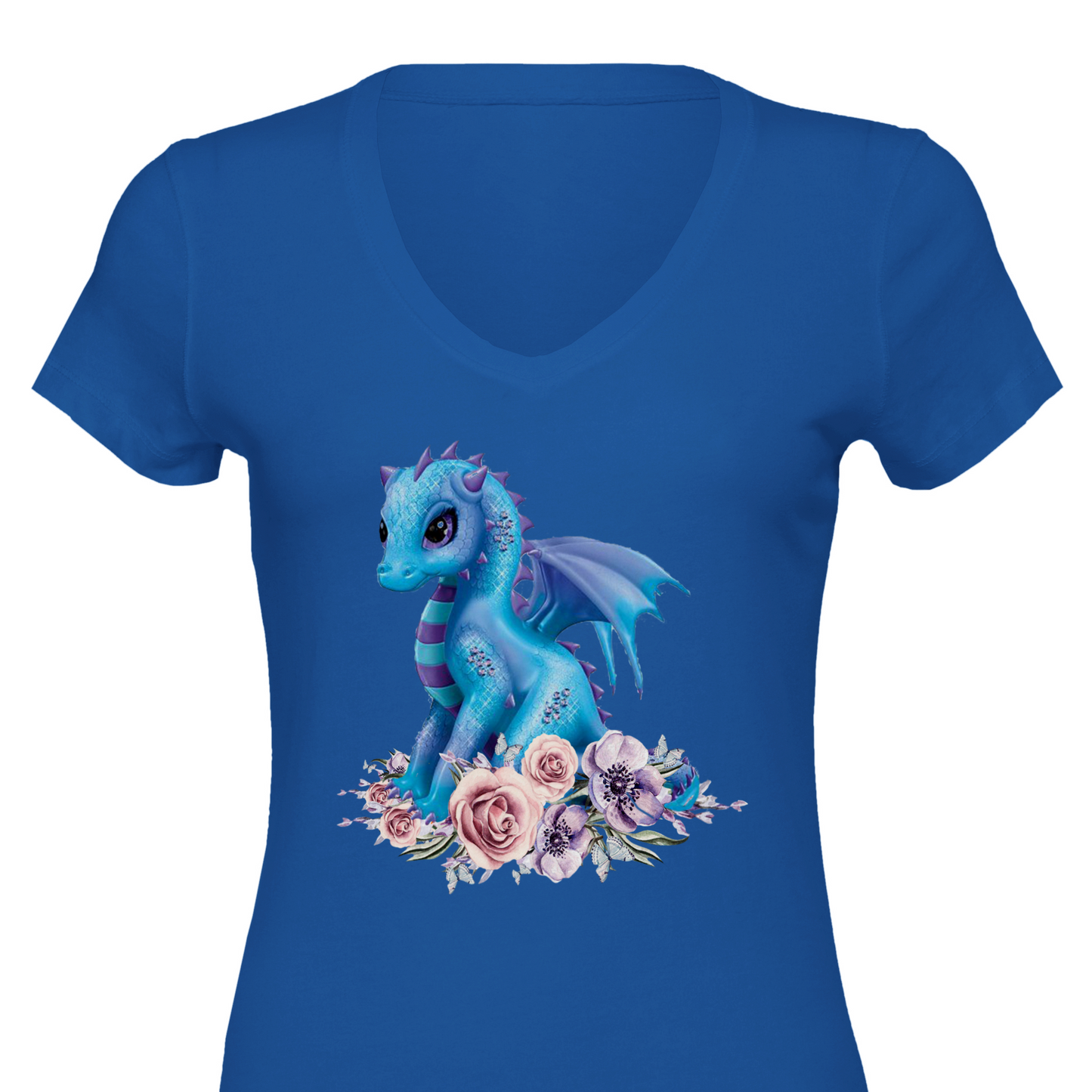 Cute Dragon Premium Womens V-Neck T-shirt - Schoppix Gifts
