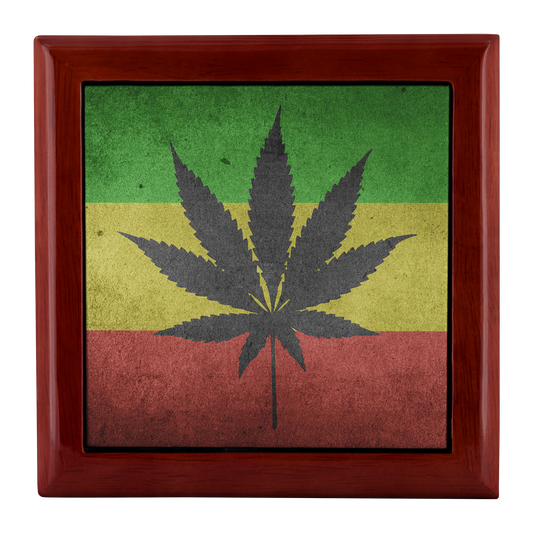 Marijuan Leaf Flag Jewelry Box - Schoppix Gifts
