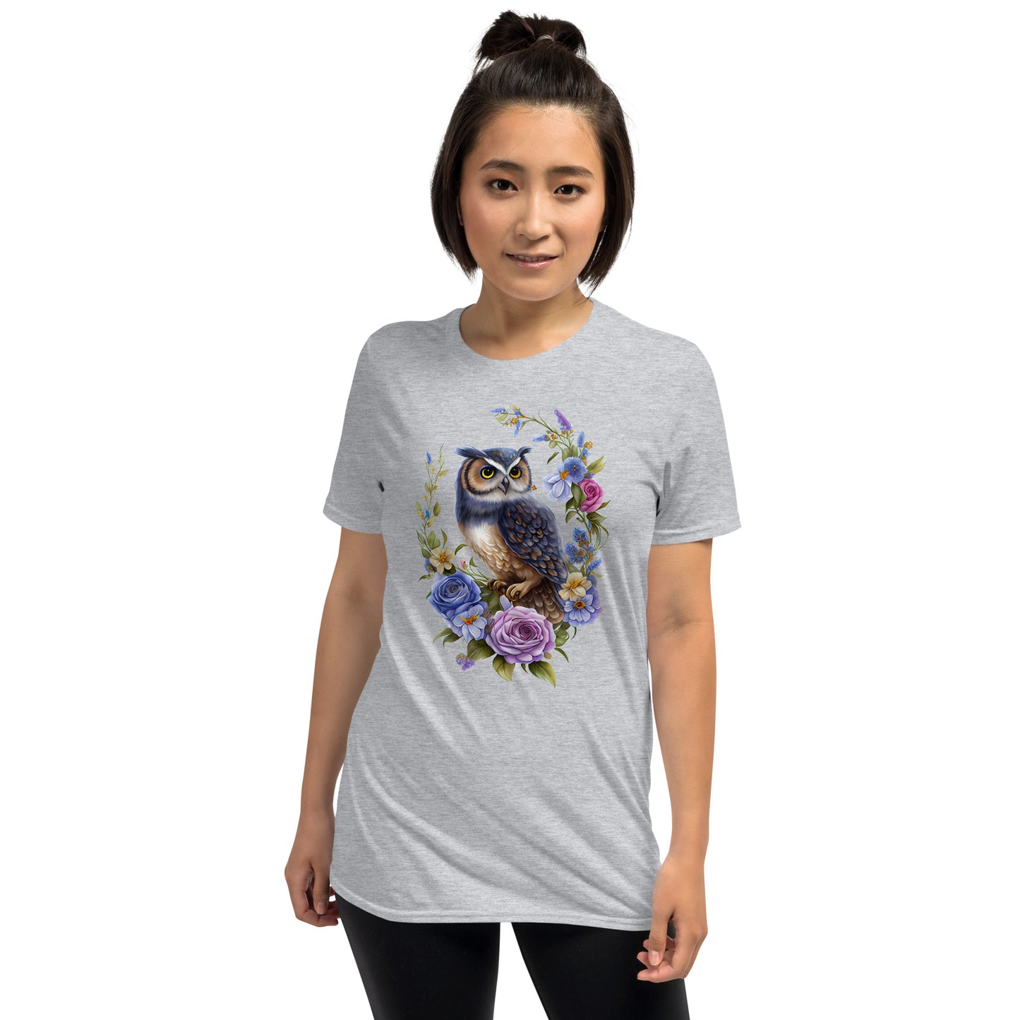 Beautiful Watercolor Floral Owl Art Short-Sleeve Unisex T-Shirt