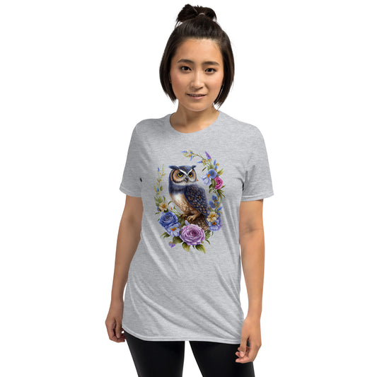 Beautiful Watercolor Floral Owl Art Short-Sleeve Unisex T-Shirt