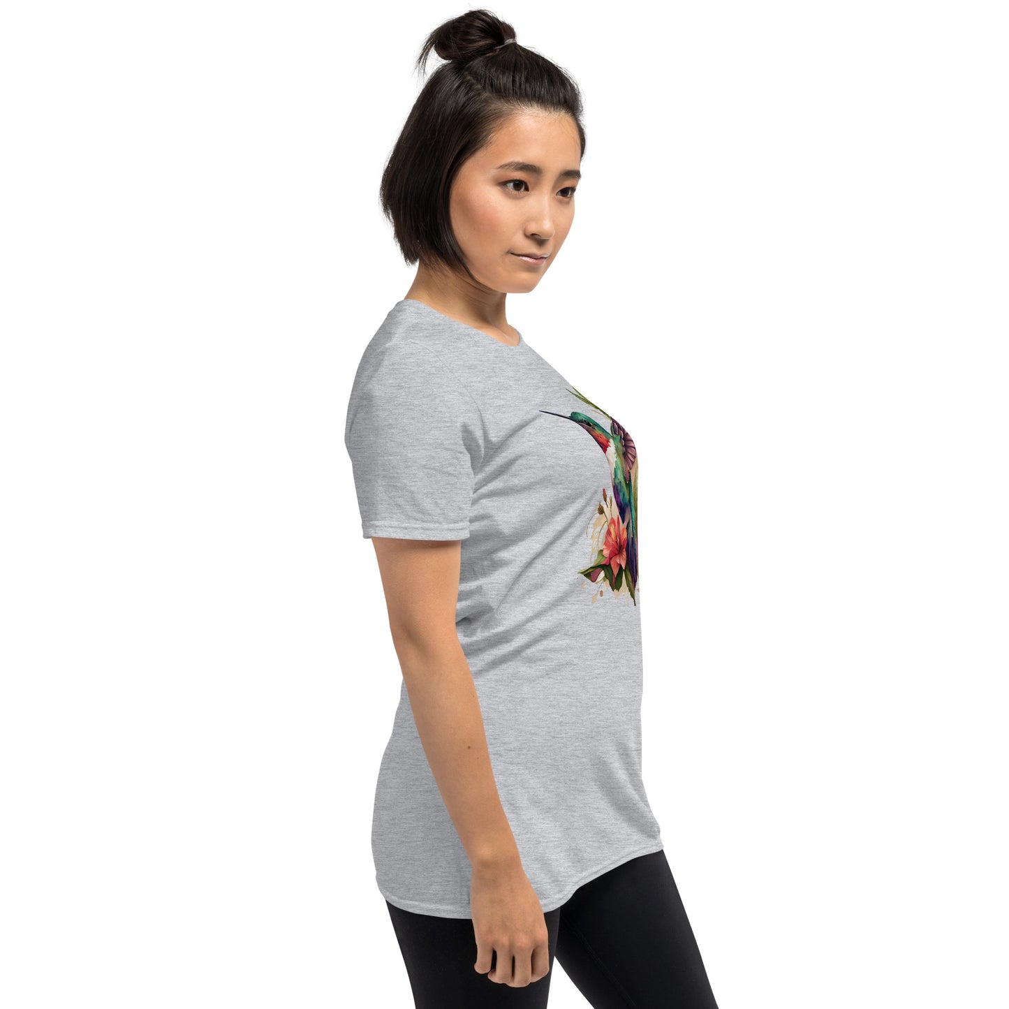 Beautiful Floral Hummingbird Art Short-Sleeve Unisex T-Shirt