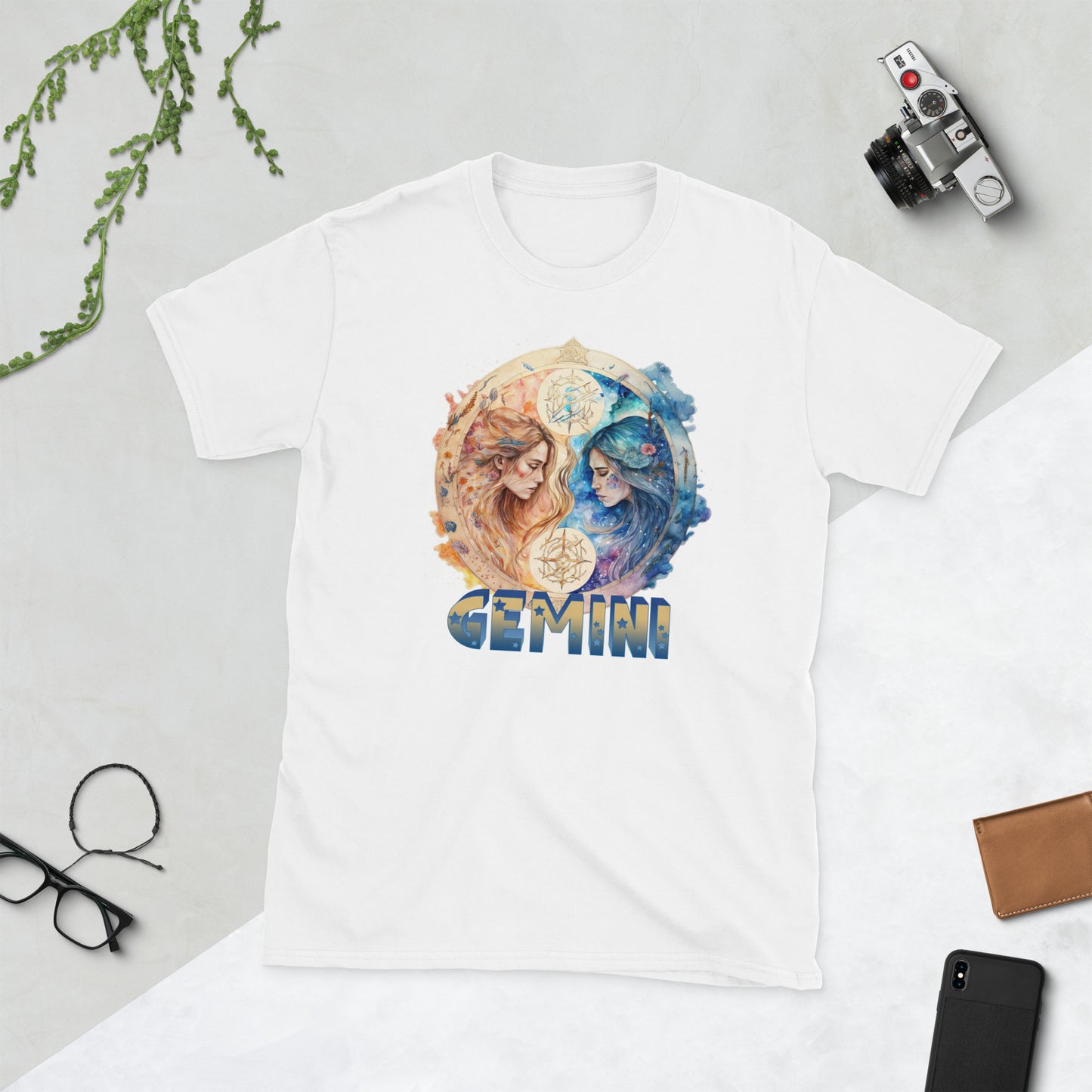 Gemini Zodiac Art Short-Sleeve Unisex T-Shirt