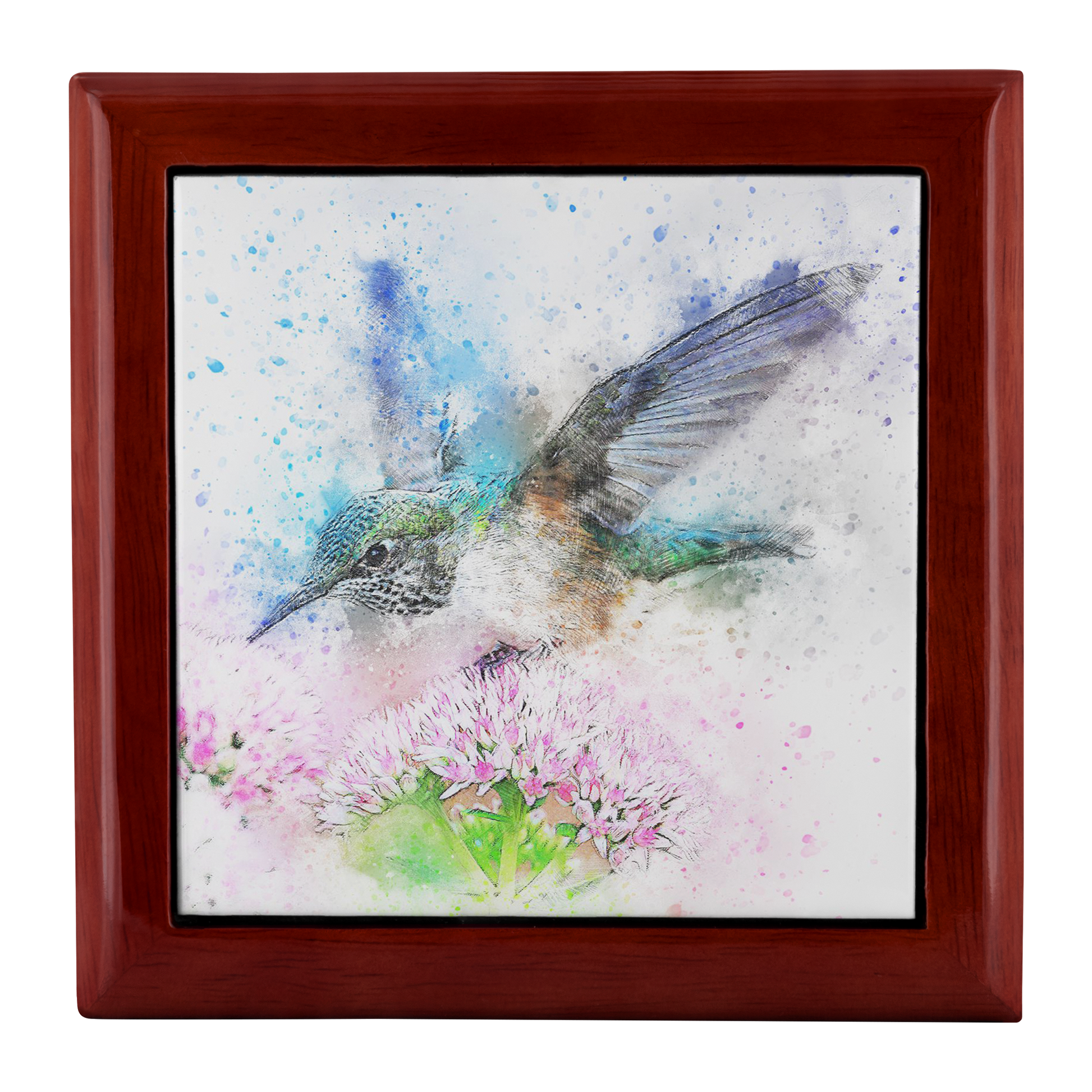 Hummingbird Simulated Watercolor Jewelry Box - Schoppix Gifts